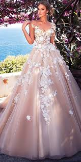 Stunning Tulle Off The Shoulder Neckline See Through Bodice A Line Wedding Dress With Lace Appli Colored Wedding Dresses Bridal Dresses Ball Gown Wedding Dress