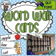 Qld Beginners Font Word Wall Picture Cards Word Wall Displays Picture Cards Word Wall