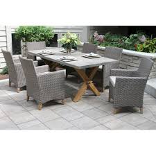 Beachcrest Home Rex 7 Piece Teak Dining Set With Sunbrella Cushions Wayfair Patio Dining Set Outdoor Dining Set Wicker Dining Chairs