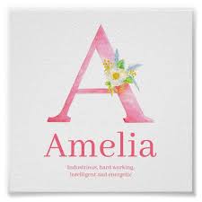 Letter A Watercolor Art Pink Amelia Name Meaning Poster Zazzle Com In 2020 Names With Meaning Amelia Name Meaning Amelia Name