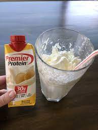Keto Banana Ice Cream Shake 1 Premier Protein 2 Tbl Swerve Ice 1 2 Cup Hwc Blend Until Frothy To Protein Shake Recipes Shake Recipes Banana Shake Recipe