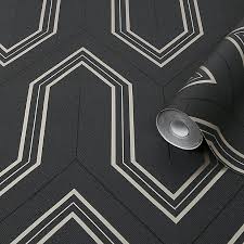 Check spelling or type a new query. Boutique Chatwal Charcoal Geometric Metallic Effect Textured Wallpaper Diy At B Q