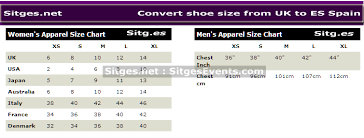 New Year Shopping Convert Shoe Clothes Sizes From Uk To Es
