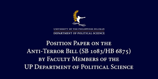 Make you look less serious (to chairs and delegates). Position Paper On The Anti Terror Bill Sb 1083 Hb 6875 By Faculty Members Of The Up Department Of Political Science Department Of Political Science University Of The Philippines Diliman