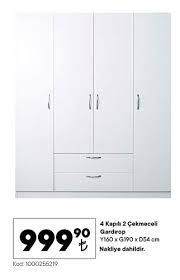 Farklı modellerde kapaklı gardıroplar modelleri koçtaş'ta! 4 Kapili 2 Cekmeceli Gardirop Y160xg190xd54 Cm Indirimde Market