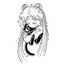 Black Cartoon Sailor Moon Temporary Tattoo Vintage Fake Waterproof Boho Small Wrist Tattoo Custom Bachelorette Tattoos Sailor Moon Tattoo Sailor Moon Tattoo Ideas Anime Tattoos