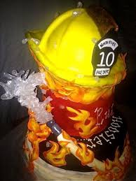 Happy Birthday Cake On Fire Fire Helmet Hose Cake Shared By Lion Fire Cake Fire Fighter Cake Retirement Party Cakes
