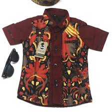 Dengan kreatifitas si pembuat, baju batik menjadi. Kemeja Batik Anak Lengan Pendek Kombinasi Warna Merah Marun Baju Batik Anak Slimfit Batik Modern Shopee Indonesia