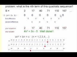 A recursive equation for the original quadratic sequence is then easy. Nth Term Of A Quadratic Sequence Difference Method Youtube