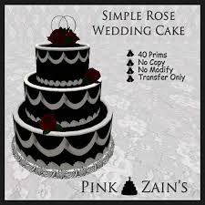 A simple cake was created for the couple looking for a simply beautiful and delicious wedding cake at a price that will make them smile. Second Life Marketplace Simple Rose Wedding Cake Black Red