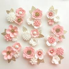 Hand Made Blush Ivory Felt 3d Flowers Roses Glitter Leaves Felt Flower Crown Flower Headband Flower Garland Baby Headband Felt Posies Felt Flowers Diy Felt Flowers Felt Flower Headband