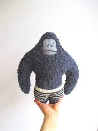 Gorilla Stuffed Toy Organic Gorilla Plush Gorilla Gray Etsy Monochrome Nursery Wool Balls Weird Toys