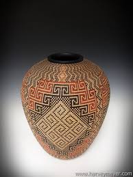 Pueblo Pot Basket Illusion Vessel Woodturning Art African Inspired Decor Diy Vase