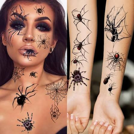 Amazon.com : XZENTIRA, 178 PCS Halloween Spider Web Face Temporary Tattoos Makeup Kit, Half Arm Tattoo Sleeve for Adults, Fake Face Tattoos Sticker for Halloween Makeup Decoration Party Favors : Beauty &