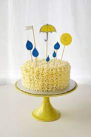 Raindrops And Umbrella Baby Shower Cake Baby Shower Cakes Cake Land Cake
