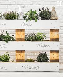 Ein Selbst Gebautes Krauterbeet Aus Einer Europalette Perfekt Auch Bei Wenig Platz Im Freien Garten Herb Garden Pallet Garden Plants Design Pallets Garden