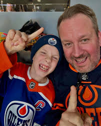 I'd say someone loves his new game outfits! Go Oilers Go!!! #GoOiler