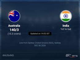 Complete india cricket schedule 2021 with fixtures of all upcoming cricket series of india during 2020 for t20s, odis and test matches. Australia Vs India Live Score Over 2nd T20i T20 11 15 Updates Cricket News