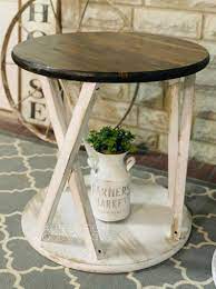 Farmhouse Round End Tables Etsy Table Decor Living Room Round End Tables Farmhouse End Tables