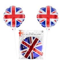 Union Jack Self Inflating Foil Balloons 2PK King Charles Coronation