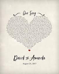 Wedding Gift Song Lyrics 1st Anniversary Gift Gift For Her Etsy One Year Anniversary Gifts Lyric Gift First Wedding Anniversary Gift