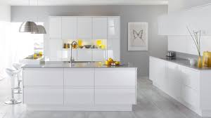 Handleless Gloss White Kitchen Modern Look Great For A Studio Flat Where Kitchen Is Op White Modern Kitchen Contemporary Kitchen Design Modern Kitchen Design