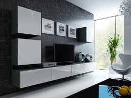 Wohnwand Anbau Wand Fernsehschrank Hangeschrank Regal Hochglanz Matt Wohnzimmer Farbe Grau Matt Weiss Hochgl Wohnwand Weiss Grau Wohnwand Grau Wohnwand Modern
