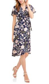 Time And Tru Wrap Dress Blue Floral Ordered Size L Womens Wrap Dress Dresses Wrap Dress