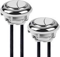 Lokatall Lot de 2 boutons de chasse d'eau de rechange à double poussoir,  bouton de chasse d'eau de toilette avec diamètre fileté 48 mm (rond) : ...