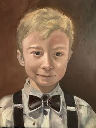 Oil painting of couple with gold leaf