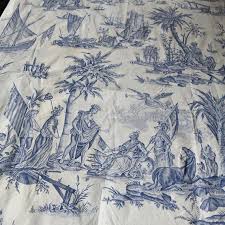 Vintage French Blue Toile De Jouy Fabric By Unpetitchateau 90 00 French Vintage Blue Toile Antique Linens