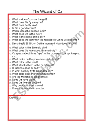 The wizard of oz burst into brilliant technicolor 75 years ago. Wizard Of Oz Movie Questions Esl Worksheet By Gyslindaolivier