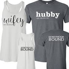 Wifey And Hubby Est Date Honeymoon Bound T Shirt Set Couples Shirt Set Honeymoon Shirts Honeymoon Bound Honeymoon Shirts Honeymoon Outfits