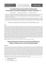 Pdf Ic Anadolu Bolgesi Konya Bolumu Folklorunda Ruminantlarin Paraziter Hastaliklari Ve Tedavi Yontemleri Ruminant Parasitic Diseases And Treatment Methods At Folklore Of Konya Area In Central Anatolia Region