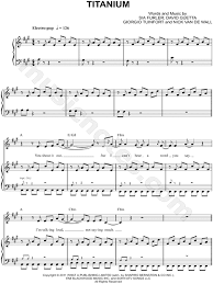 David Guetta Titanium Sheet Music In A Major Transposable Download Print Sheet Music Flute Sheet Music Violin Music