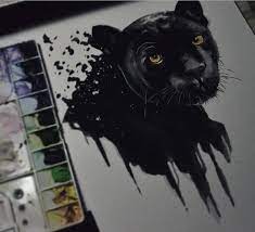 • this is a print of my original painting. Black Panther Media Watercolor Alpha On 300gsm Watercolor Paper Campap Black Cat Tattoos Panther Tattoo Black Panther Tattoo