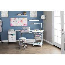 These can be stored when not in use. Sew Ready Pro Stitch 56 75 In W Pb Craft Sewing Table With Metal Mesh Drawers Side Shelf Drop Down Platform In Silver White 13381 The Home Depot