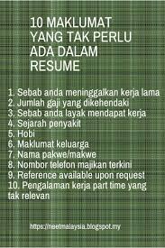 Pengertian resume adalah ringkasan dari suatu tulisan/ karangan panjang yang dipangkas dengan mengambil bagian selain itu, pasti ada beberapa kata atau istilah dalam suatu karangan yang sulit dipahami. Neet Malaysia Macam Mana Nak Buat Resume