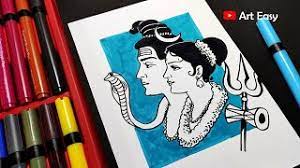 Lord Shiva And Parvati Drawing Easy Step By Step Drawing With Brush Pen Youtube Hindu goddess parvati maa and shiva good morning wishes greetings images photos wallpapers message #2 like share. lord shiva and parvati drawing easy step by step drawing with brush pen
