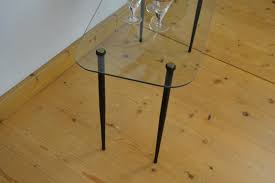 Rustic, shabby chic, small heart design pallet wood side table, coffee table. Vintage Glass Coffee Table With Metal Legs 1950s Retro Station