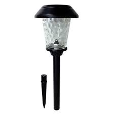 Hampton Bay Solar Black Metal Outdoor Led Path Light Dimple Glass Lens 6 Pack