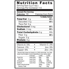 Nutrition Facts Organic Traditions Organic Coconut Palm