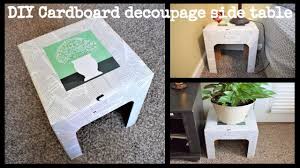 Diy Cardboard Box Decoupage Side Table Plant Stand End Table Diy Decoupage Table Diy Cardboard Diy Side Table