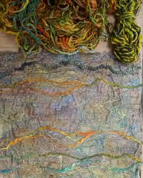 Veroniquejoyeux Creations Recherche A Partir De Meches De Soie Aux Multiples Reflets Projet Tryptique Travail Sur La Piece Dore Broderie Creations Reflet