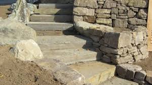 Deck stair landing houzz : Building Outdoor Staircases From Natural Stone Or Rock Dengarden