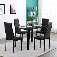 And i think he trimmed his beard. Modern 5 Pieces Dining Table Set Glass Top Dining Table And Chairs Set For 4 Person Black Wish