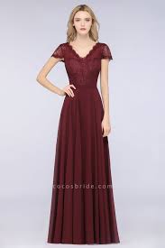 A Line Chiffon Lace V Neck Cap Sleeves Floor Length Bridesmaid Dress Burgundy Bridesmaid Dresses Cap Sleeve Bridesmaid Dress Bridesmaid Dresses Plus Size