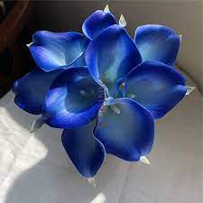 Picasso Royal Blue Calla Lily Bouquet Dark Blue Flowers Artificial Wedding Flowers Pu Calla Lily For Wedding Bouquet Center Pieces Gz Mtl 12 Picasso Calla Lilies Calla Lily Bouquet Flower Centerpieces Wedding