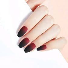 Red and black acrylic nails. Nusx 24pcs Nail Art Elegant Wine Red Black Gradient Color Matte Fake Nails Full Cover Nail Artificial Nail Tips With Glue Fa069 Buy At The Price Of 3 21 In Aliexpress Com