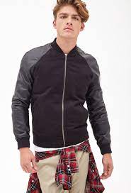 Faux Leather Sleeve Bomber Jacket Hoodies Men Bomber Jacket Mens Vest Jacket